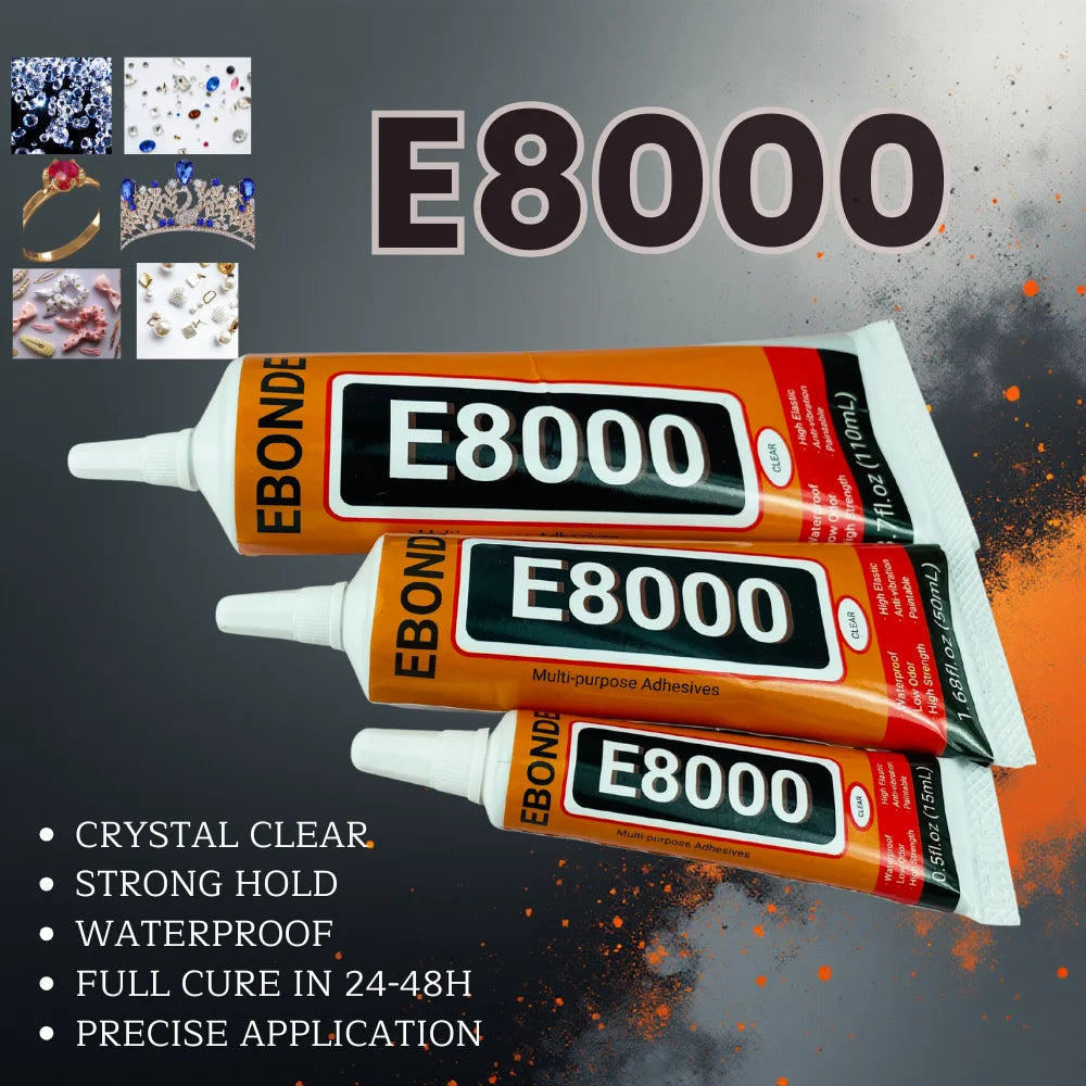 E8000 Clear Contact Phone Repair Adhesive E-8000 Fabric Cloth Multi-Purpose Glue with Precision Applicator 15ML 25ML 50ML 110ML