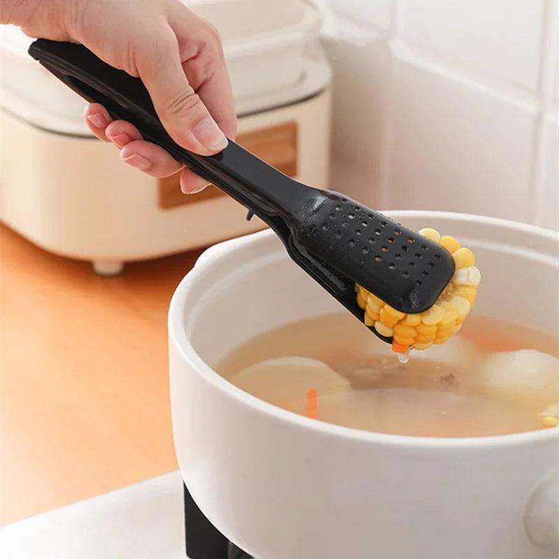 2 in 1 Kitchen Barbecue Food Tongs Buffet Steak Bread Clip Tableware Detachable Spoon Colander Home Cooking Accessories