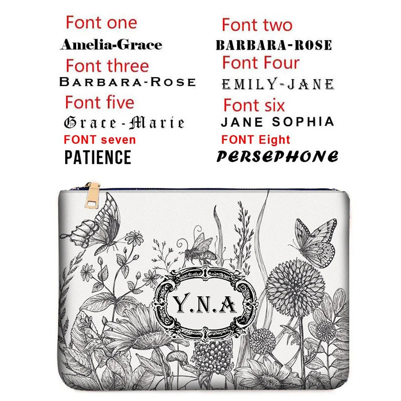 Canvas makeup bag WOMAN BAG Fashion Designer Party Clutch Personalized Custom Print Name Letter Beach Bag Travel Cosmetic Bag