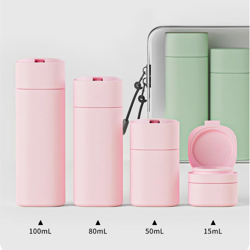 6pcs/set Makeup Dispensing Bottles Portable Travel Conditioner Lotion Shampoo Refillable Squeezable Bottle Cosmetic Bottle