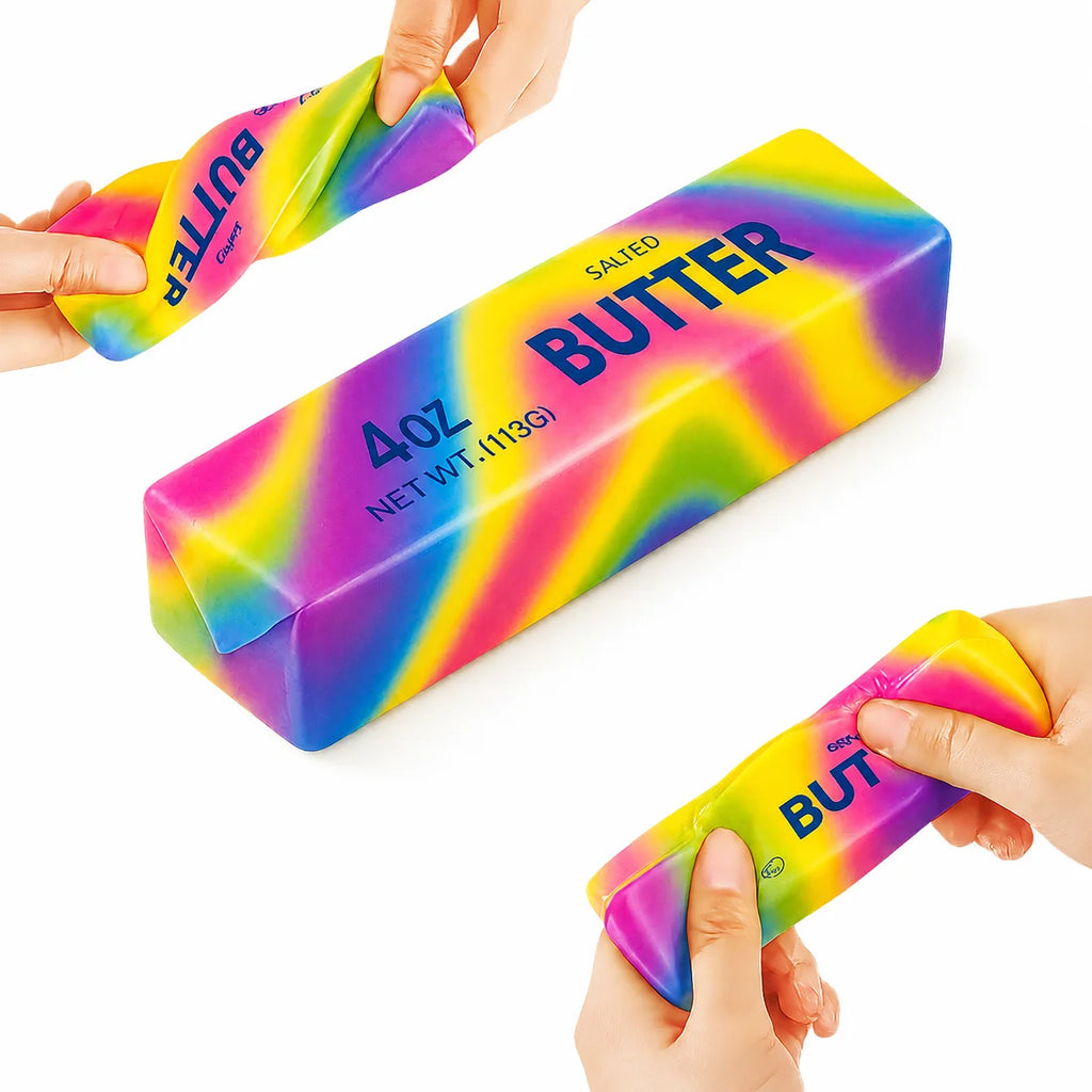 Squishy Butter Stick Fidget Toy Cheese Shape Sensory Stress Relief Toy Soft Elastic Squeeze Toy Fun Decompression Anxiety Relief