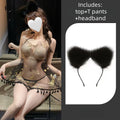 New Flirtatious Backless Chinese Style Hot Stamping Crane Nightgown Neck Hanging Suspender Perspective Erotic Lingerie Seductive