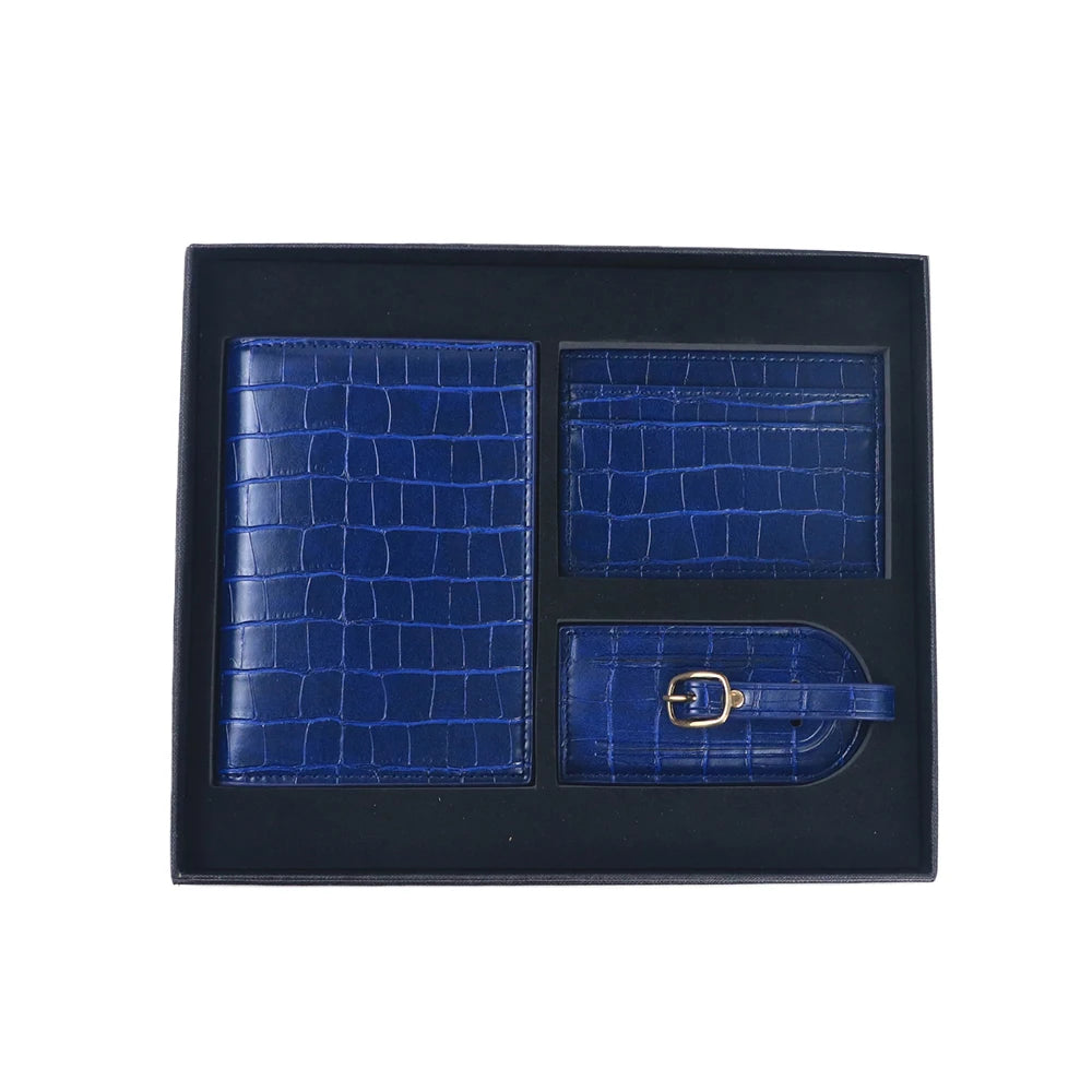 Customized name PU leather luggage tag card bag passport bag gift box zero wallet card bag anti-loss card portable gift