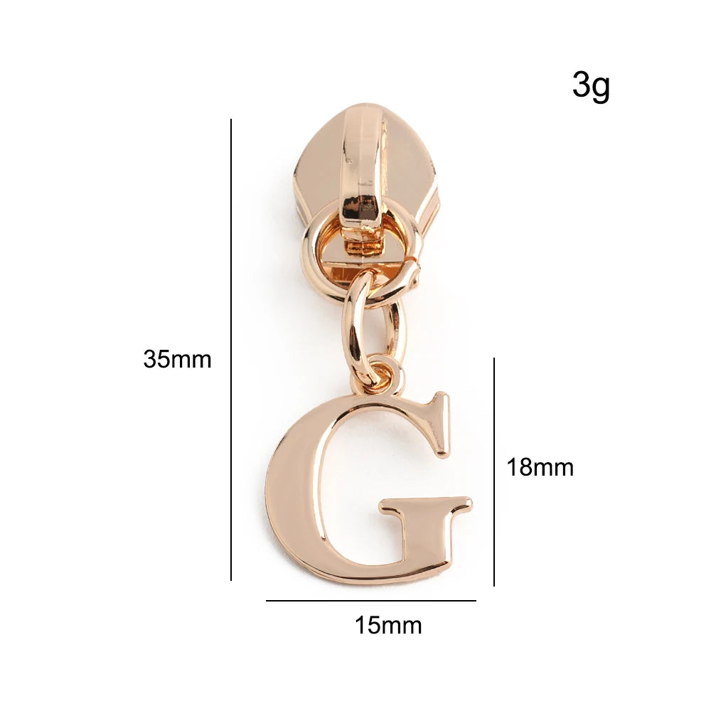 20/50PCS 5# Nylon A-Z English Initial Letter Zipper Puller Slider For Create Personal Logo Bag Purse Trinkets Gift Accessories