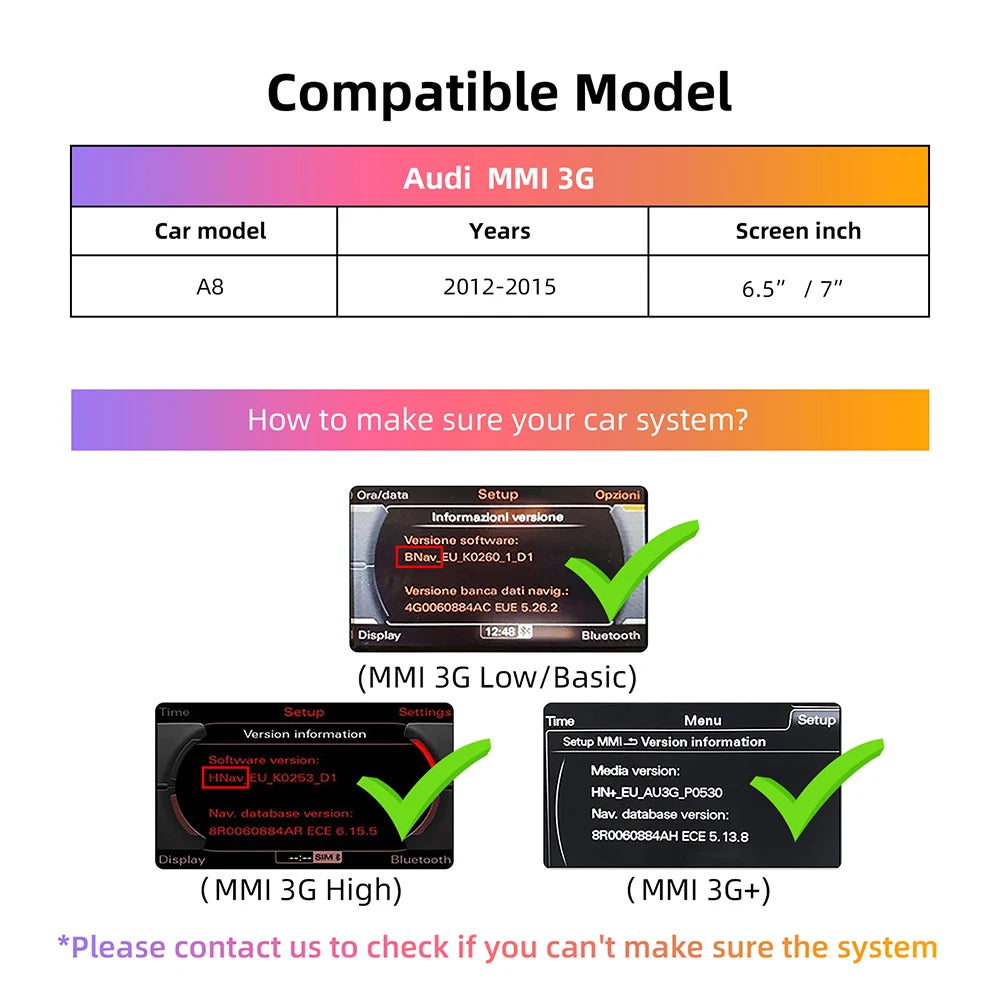 ANYFAR Wireless CarPlay Android Auto Interface for Audi A8 2012-2015 MMI 3G with AirPlay Mirror Link Car Play Functions