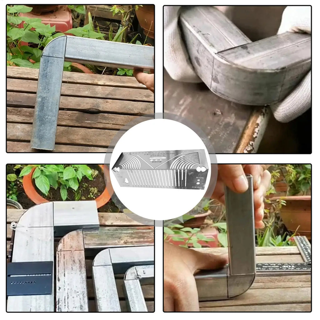 Arc Marking Ruler Right Angle Construction Arc Parallel Drawing Tool 90 Degree Folding Ruler for Metalworking Cutting Guide