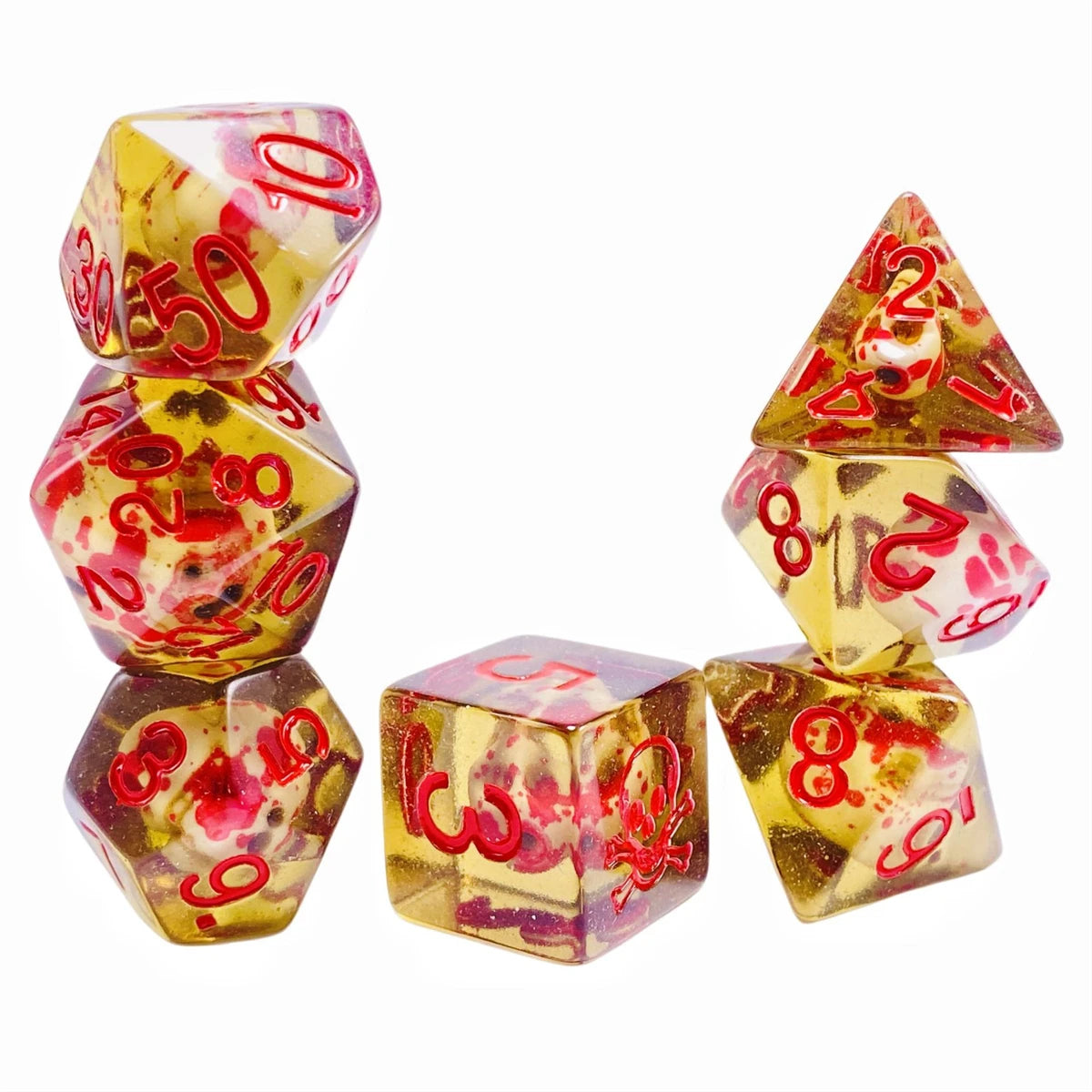 New 7 Pieces Acrylic Polyhedral Dices Set Bar Toys Filled With Ducks D6 Data D8 D10 D12 D20 Dice Role For TRPG DND Accessories