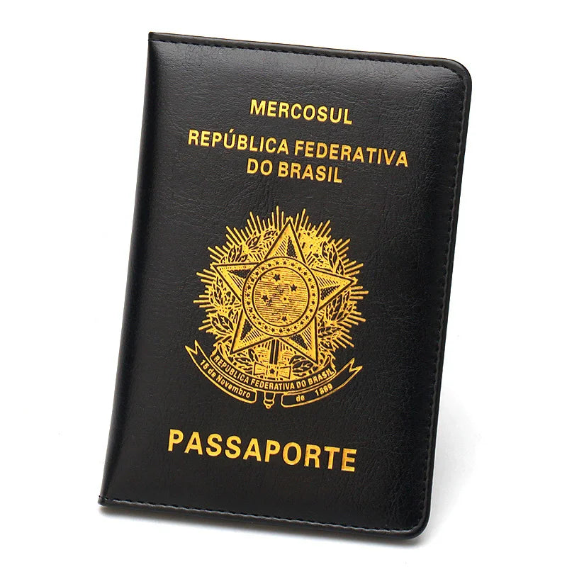 Brazilian Pu Leather Passport Cover Women Men Passport Holder Travel Passport Case for Brazil