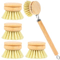 3/4/5/10Pcs Bamboo Dish Scrub Brushes Replaceable Dish Brush Kitchen Cleaning Scrubbers Household Cleaning Brush Wooden Tool