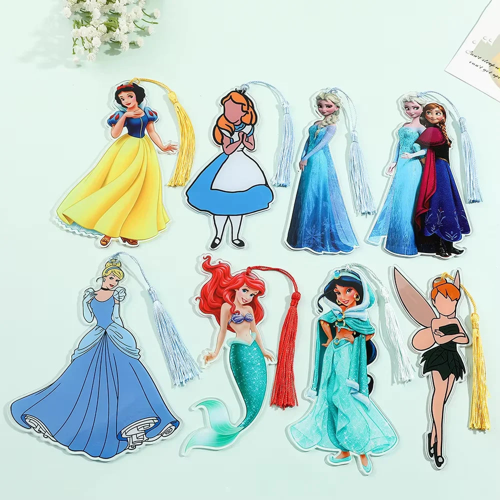 Creative Princess Series Acrylic Bookmarks with Tassels, Cute Decorative Page Holders, Gifts for Girls & Students