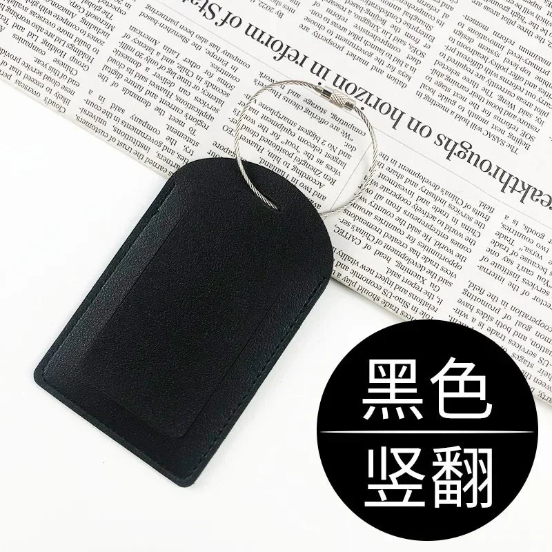 PU Leather Luggage Tag Suitcase Address Label Baggage Boarding Bag Tag Travel Accessories