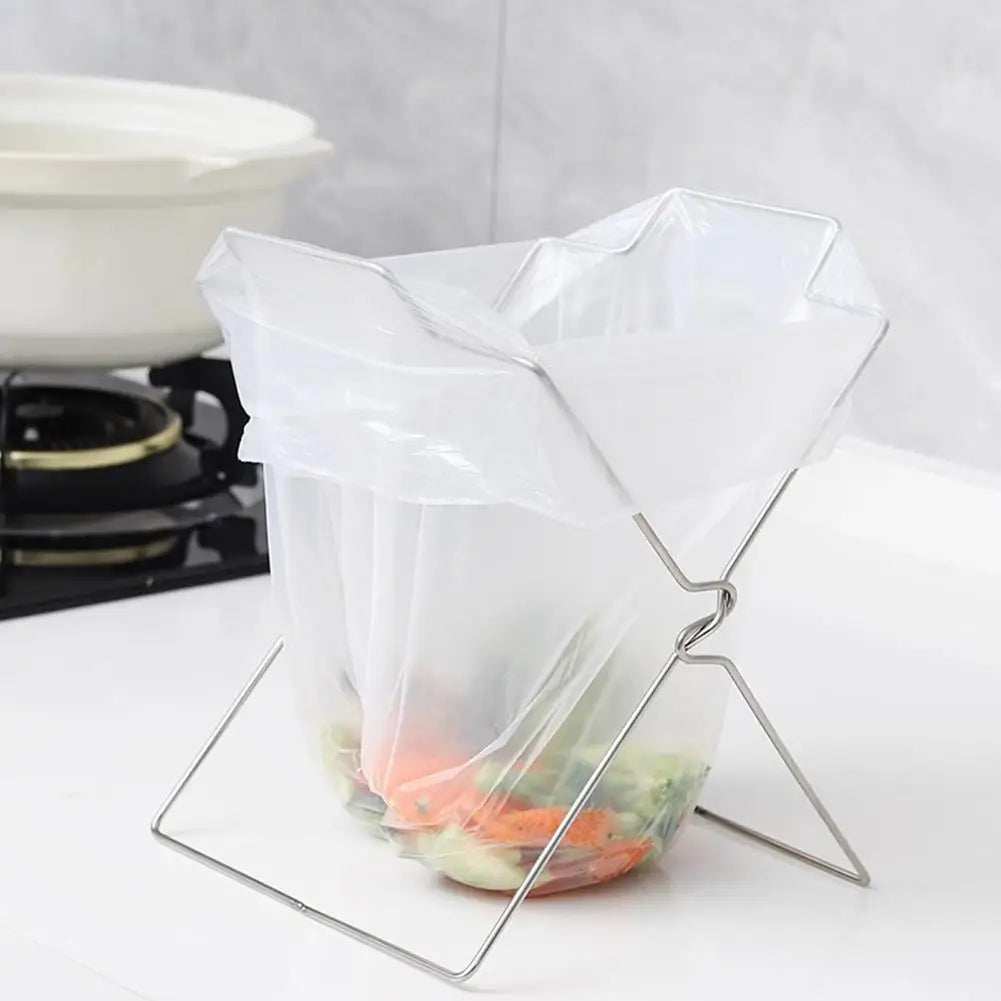 Camping Garbage Bag Holder Steel Outdoor Folding Trash Can Foldable Kitchen Countertop Trash Bag Holder Organizer
