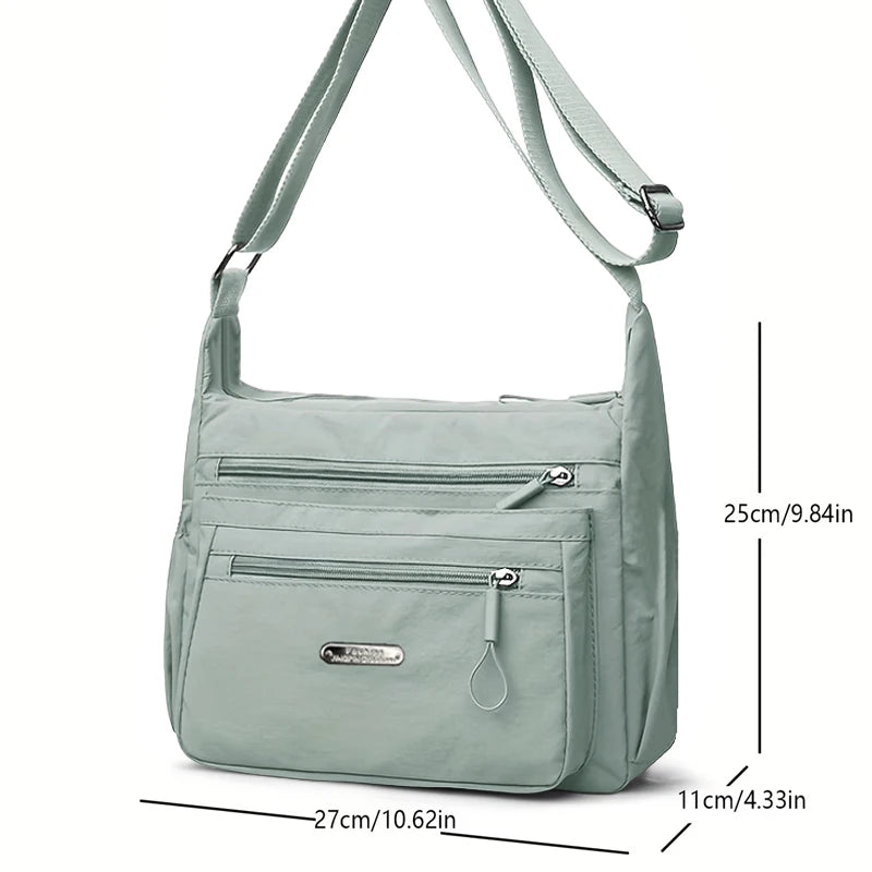 Casual Multi-pocket Crossbody Purse Adjustable Wide Strap, Multi Color Option Bag for Travel Outdoor Leisure City Outings
