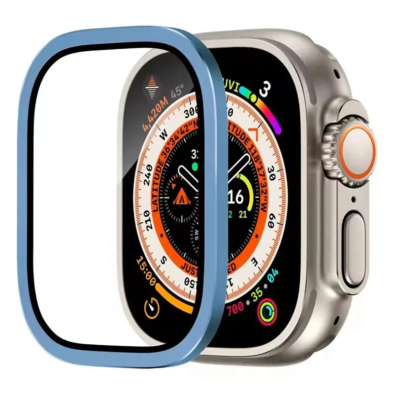 Aluminium Alloy Case+Tempered Glass for Apple Watch Ultra 3 2 1 Anti-Scratch Screen Protector for iWatch Ultra 2 49mm Cover Film