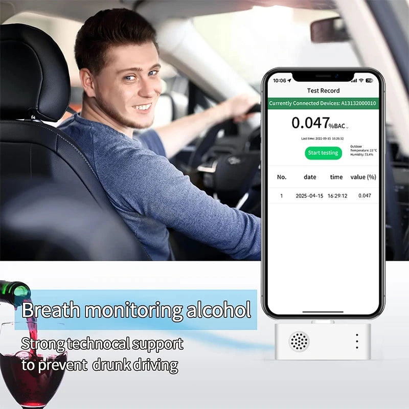 GREENWON For iOS Phone BT & APP Wireless Alcohol Tester Breathalyzer Driving Breath Analyzer Detector