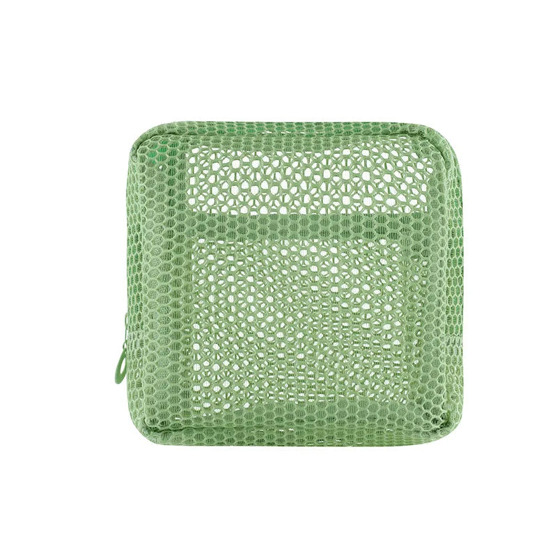 Square Mesh Cosmetic Bag Portable Lipstick Cosmetic Storage Bag with Zipper Multi-purpose Sundries Storage Bag Cute Student Case