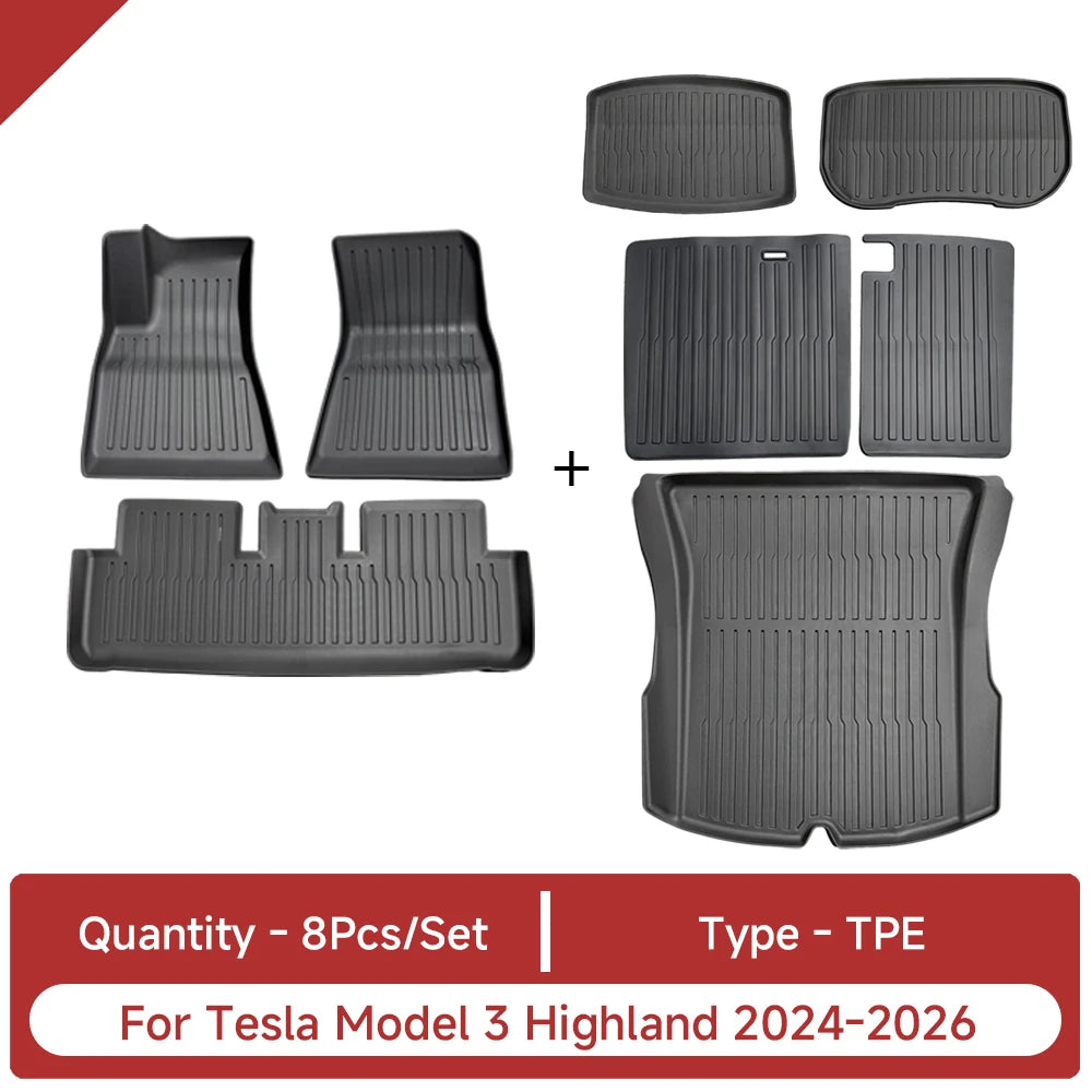 For Tesla Model 3 Highland Accessories TPE Floor Mat Cargo Liner Waterproof Trunk Mat for Tesla Model 3 Highland 2024-2026