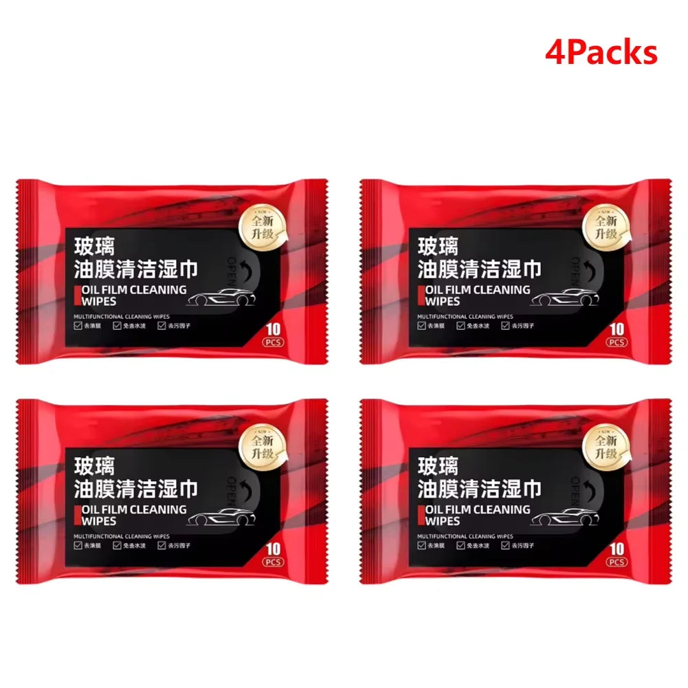 10Pcs Car Glass Oil Film Removal Wipes Car Window Glass Oil Film Remover Oil Film Cleaning Wipes Glass Windshield Cleaning Wipes