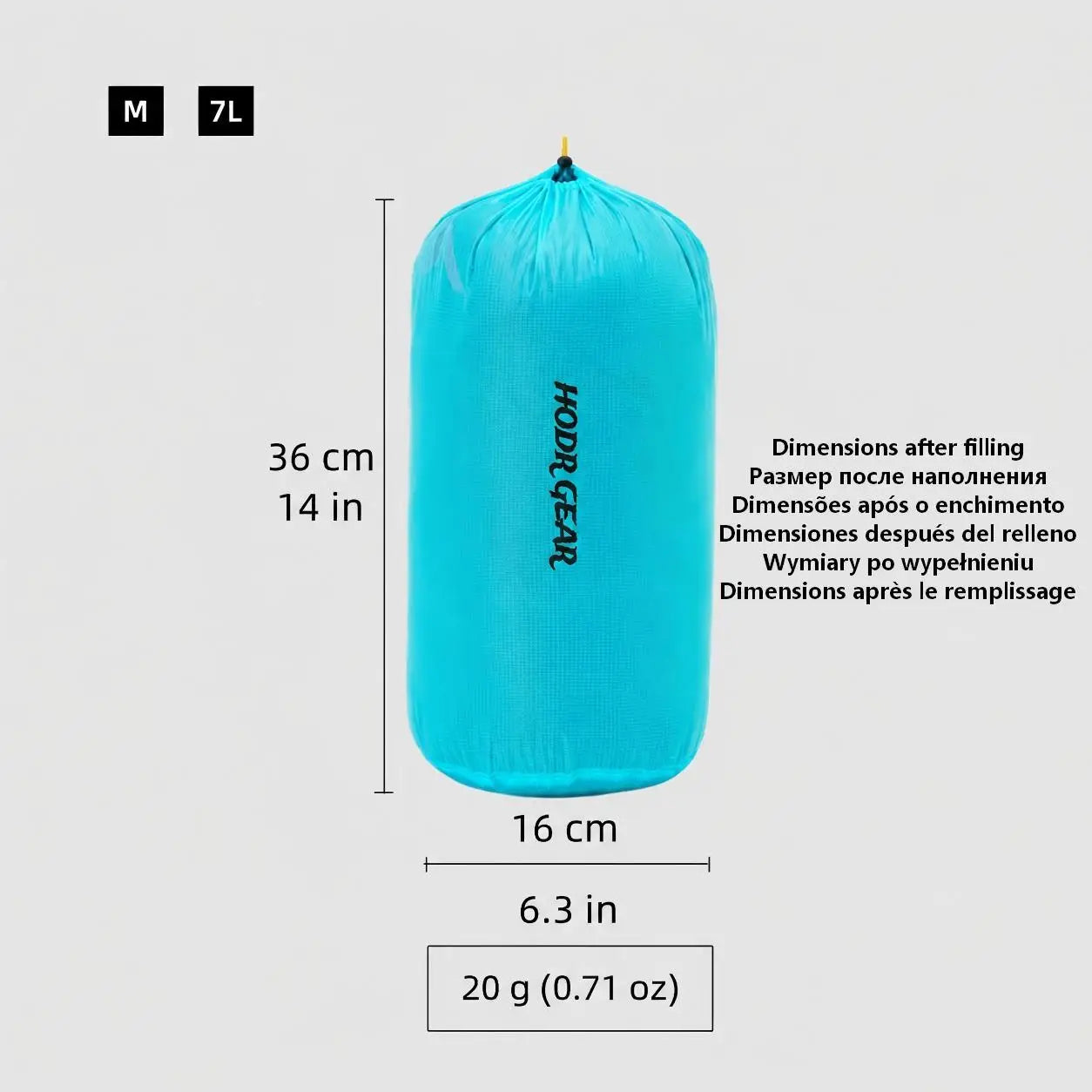 [HODR GEAR] Stuff Sack Ultra-SIL Ripstop Ultralight Water-Resistant Ditty Bags Drawstring for Traveling Hiking Backpacking