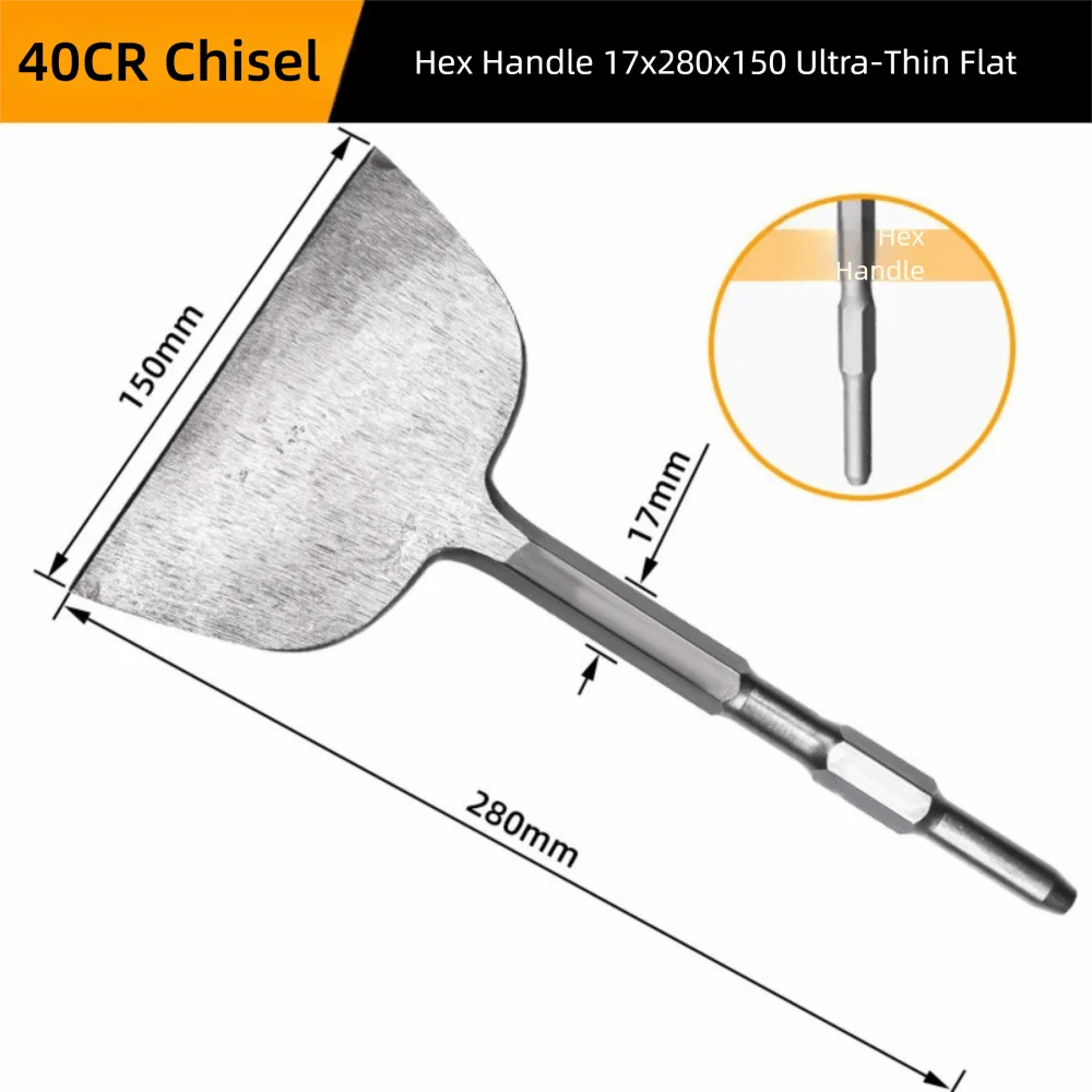 Durable Hexagonal Shank Slotting Flat Chisel Silver Flat Head Impact Bit Steel Wear-resistant Impact Drill Bit Brick