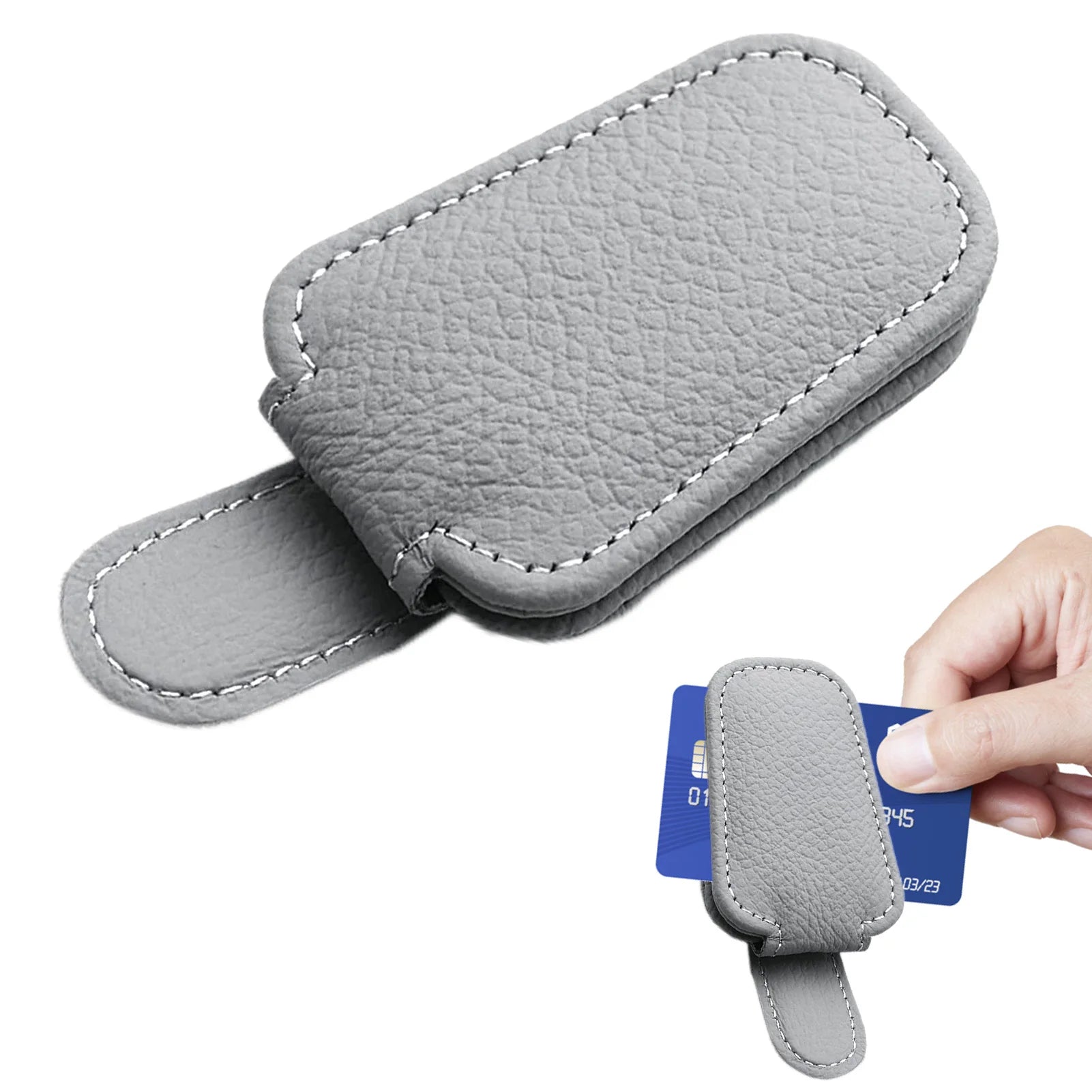 Car Sunglasses Holder Sun Visor Sunglasses Clip Leather Glasses Case Magnetic Mount Ticket Card Eyeglasses Clip Car Accessories