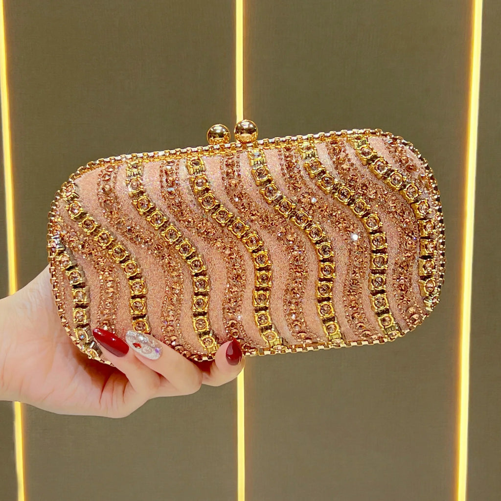 New celebrity exquisite clutch bag, high-end diamond-encrusted bag, women's luxury rhinestone dinner bag, niche clutch bag