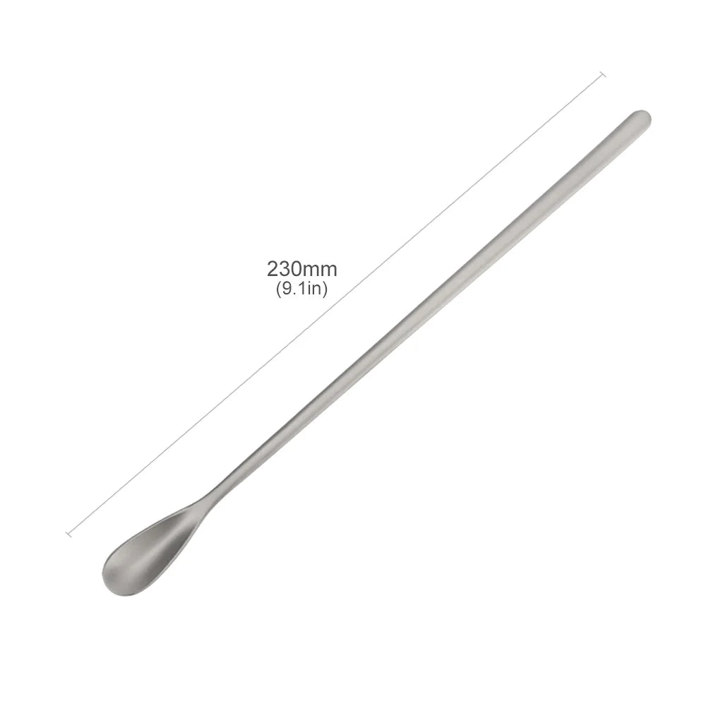 Titanium Alloy Spoon Long Handled Dessert Spoon Outdoor Camping Milk Tea Coffee Bar Mixing Spoon