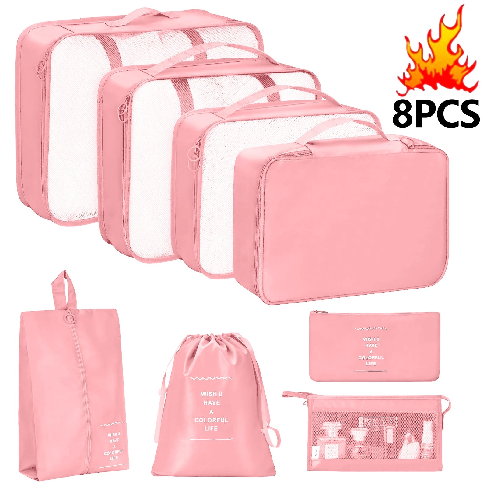 7 Pcs/Set Travel Organizer Storage Bags Suitcase Packing Cubes Set Cases Portable Luggage Clothes Shoe Tidy Pouch Folding.-zmt