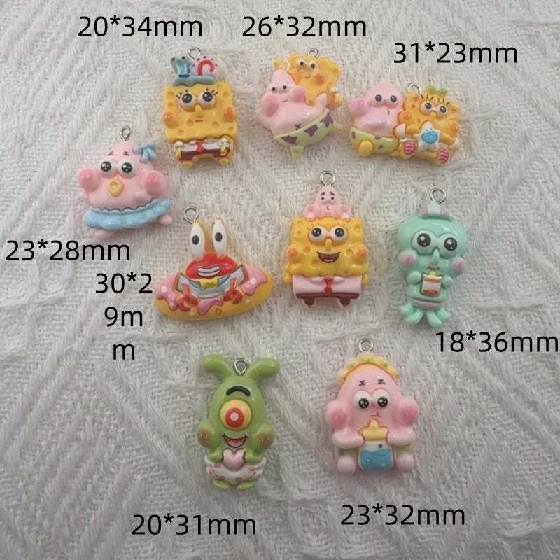 10pcs cartoon resin pendant, DIY jewelry making earrings, keychain accessories