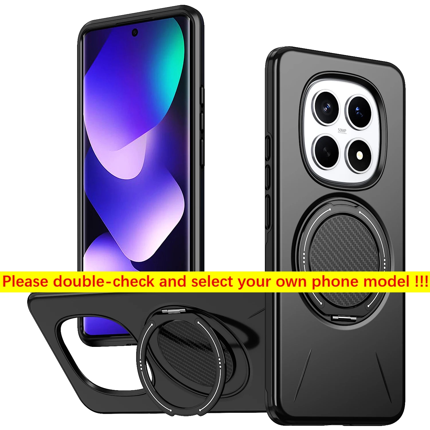 For Xiaomi Redmi Note 15 Pro Plus Note 14 Pro Plus 360° Rotating Stand Luxury Phone Case Armor Shockproof Bracket Cover Fundas