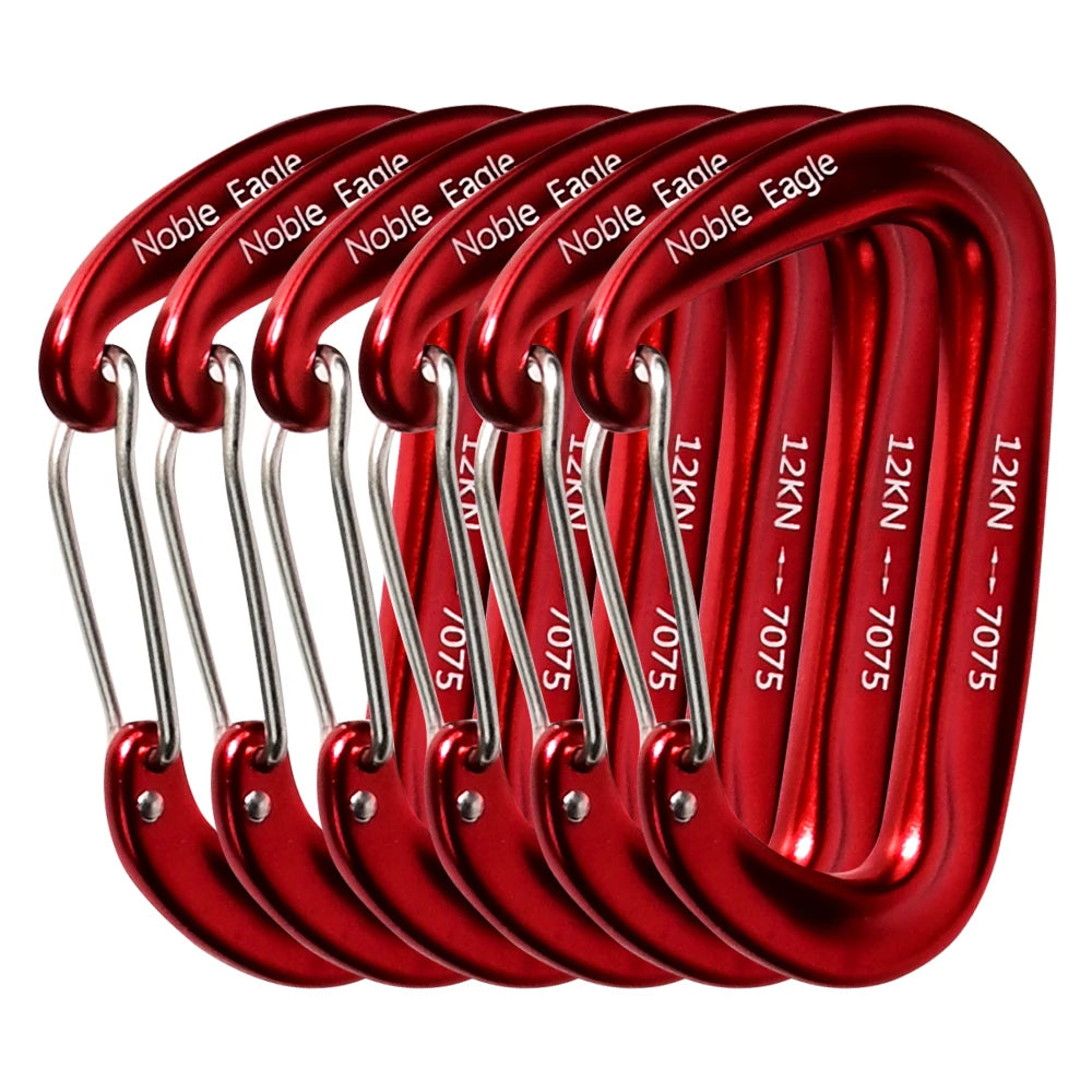 6PCS 12kN Tactical Carabiners Clips Set Heavy Duty Non-Locking Belt Hook For Bags Outdoor Hammock Climbing Accessories