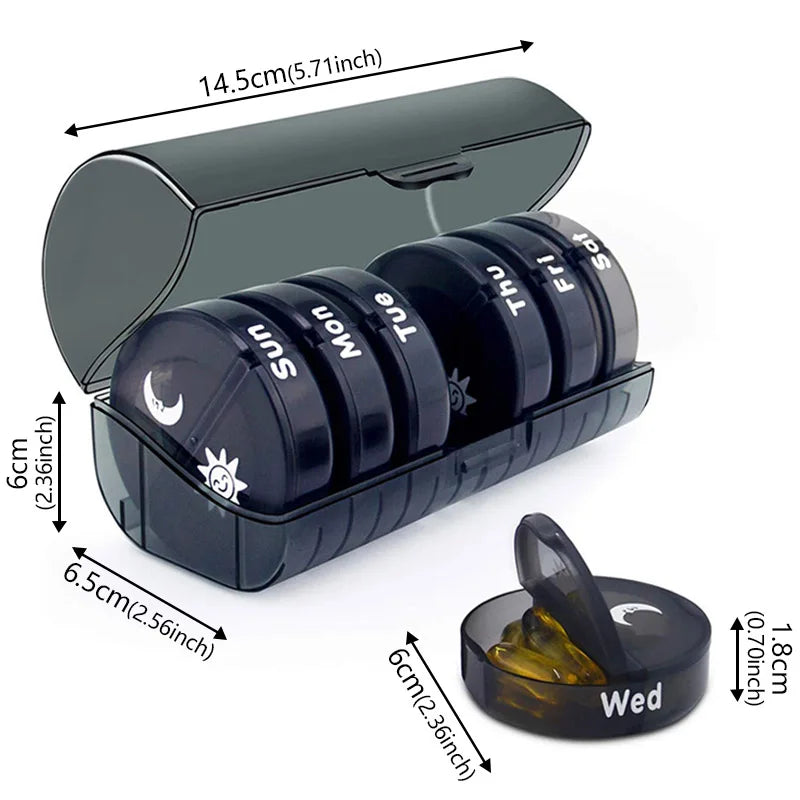 Portable Vitamin Pill Box Case Tablet for 7 Days 2 Times 14 Grids Travel Container Pill Case Tablet Portable Dispenser Organizer