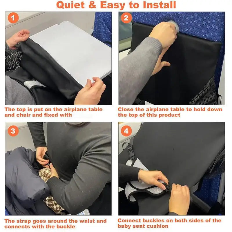 Kids Airplane Bed Polyester Toddler Airplane Seat Extender Portable Foldable Footrest Hammock Travel Essentials for Car Airplane