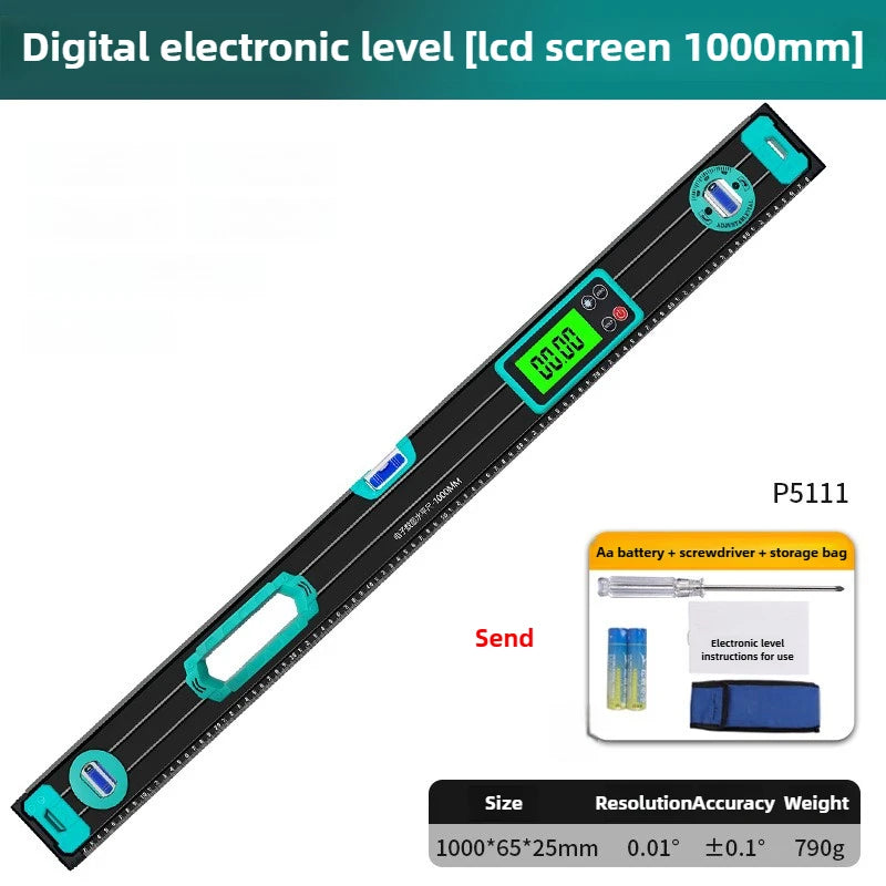 Household Level Ruler High-precision Magnetic Measuring Tool Multi-functional LCD Display Horizontal Ruler Portable Gauging Tool