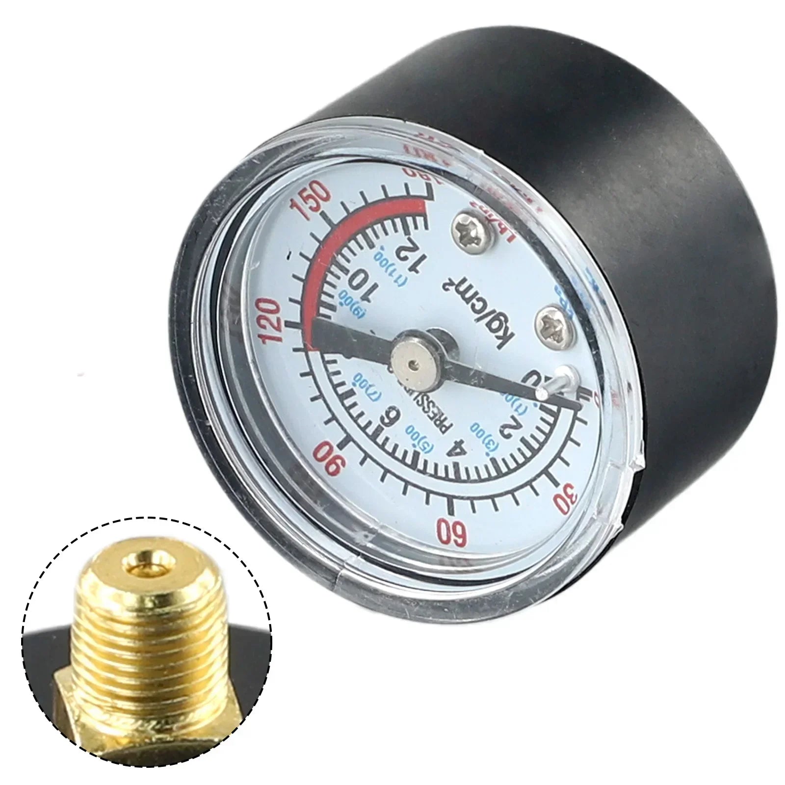 AirCompressor Pneumatic HydraulicFluid Pressure Gauge Barometer Manometer 0-12Bar 0-180PSI Pneumatic AirPressureTool12311