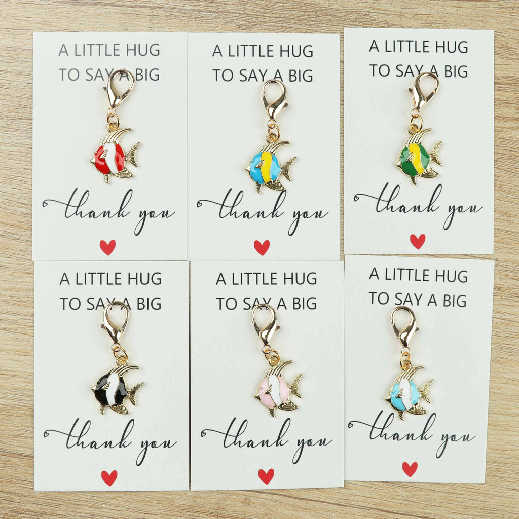 6pcs/12pcs cute fish keychains, including a thank-you card, fish pendants, birthday gifts, and party favors.