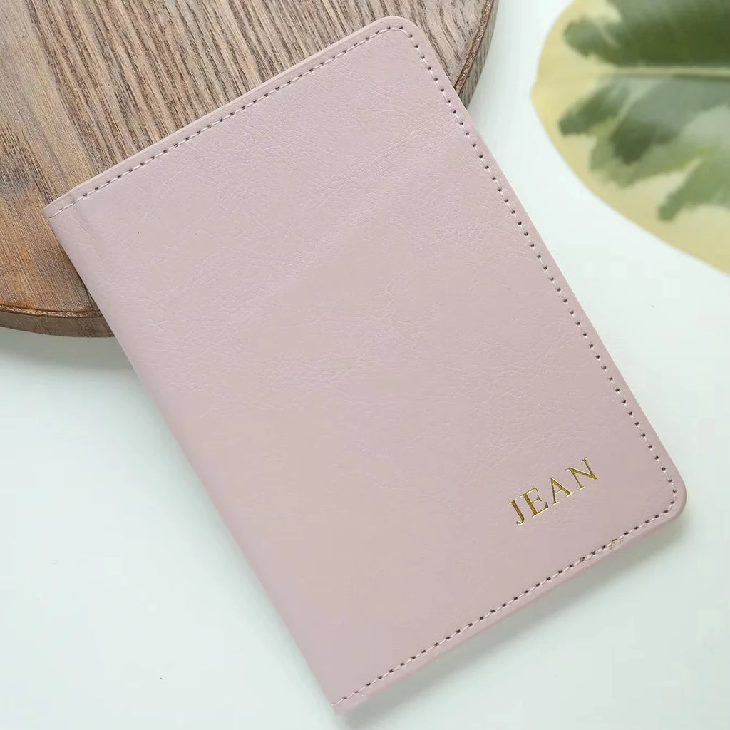 Custom Name Floral PU Leather Slim Passport Holder 26 Letter Card Wallet Travel Document Organizer
