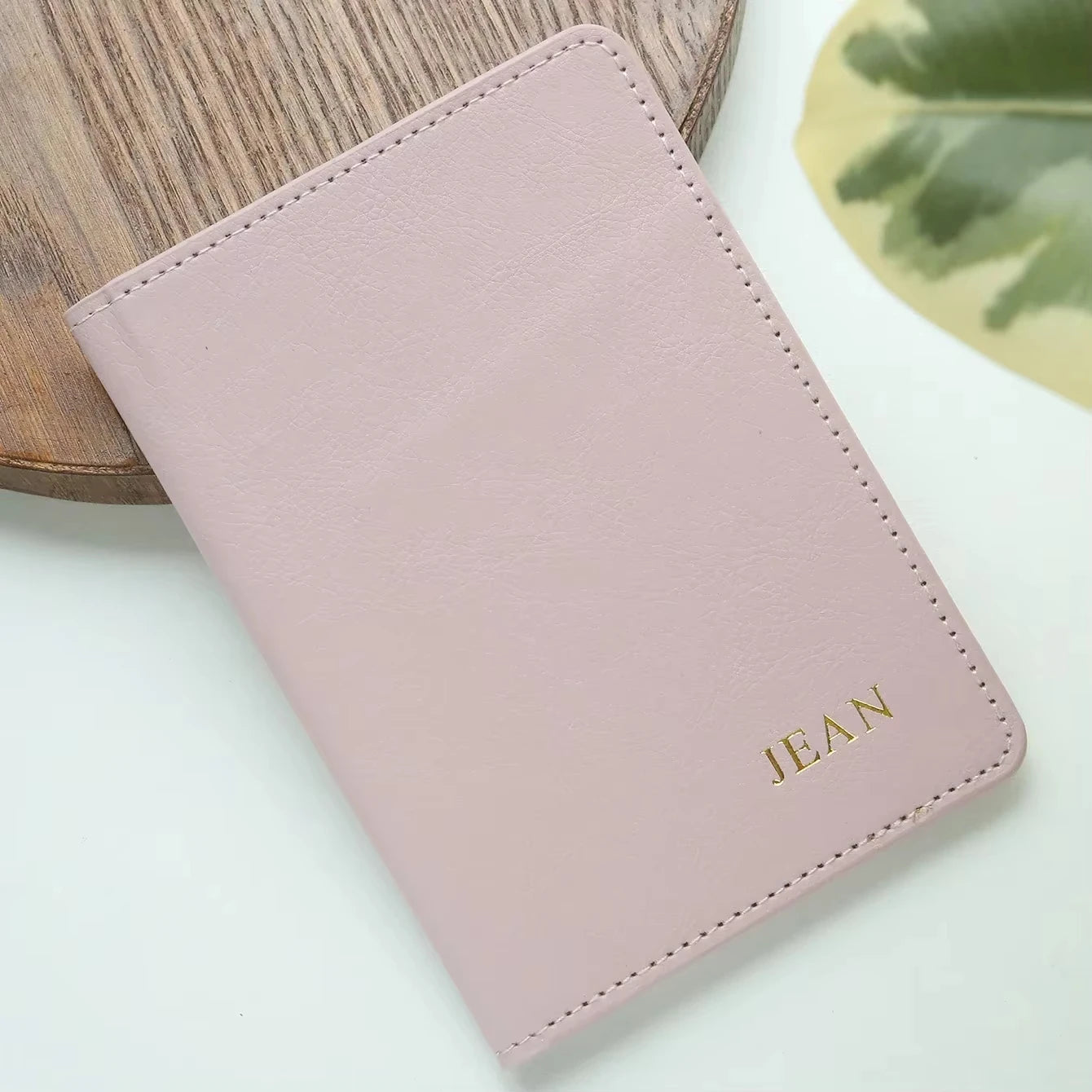 Custom Name Floral PU Leather Slim Passport Holder 26 Letter Card Wallet Travel Document Organizer