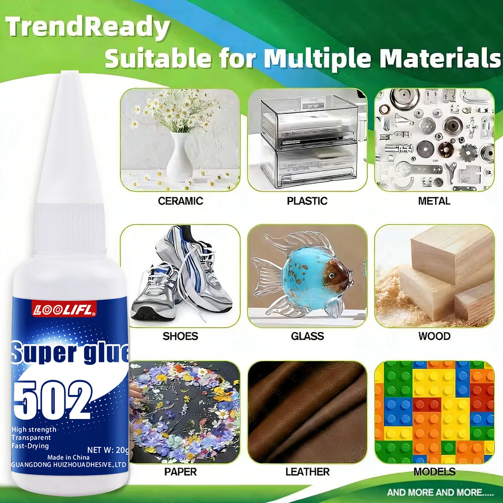 Super Glue 502 Liquid Quick Drying Adhesive Cyanoacrylate Sealant Is Suitable for Wood, Plastic, DIY Models, Ceramics, Glass, Et