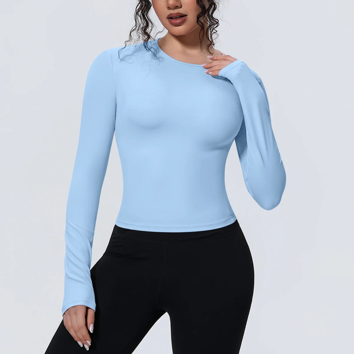 Woman's Yoga Long Sleeved Gym Sports Running Top Slim Breathable Soild Color Fitness Top Running Shirts Gym Top Yoga Sport Top