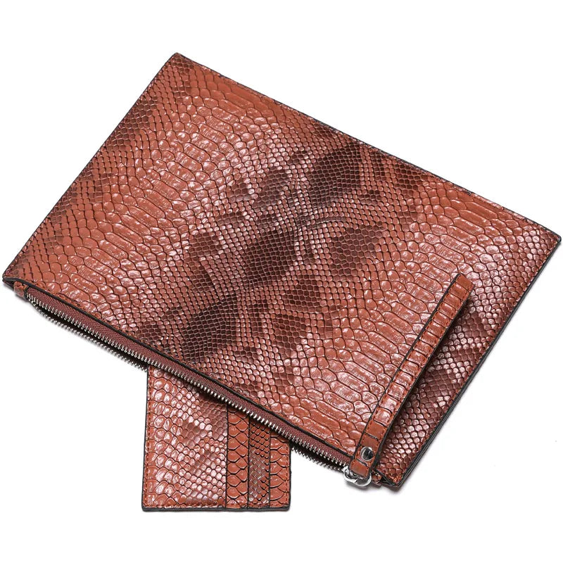 Snake Pattern Women Enveloppe Bags PU Leather Women's Clutch Bag Brand Design Party Clutches for Ladies Wallet Free Card Bag