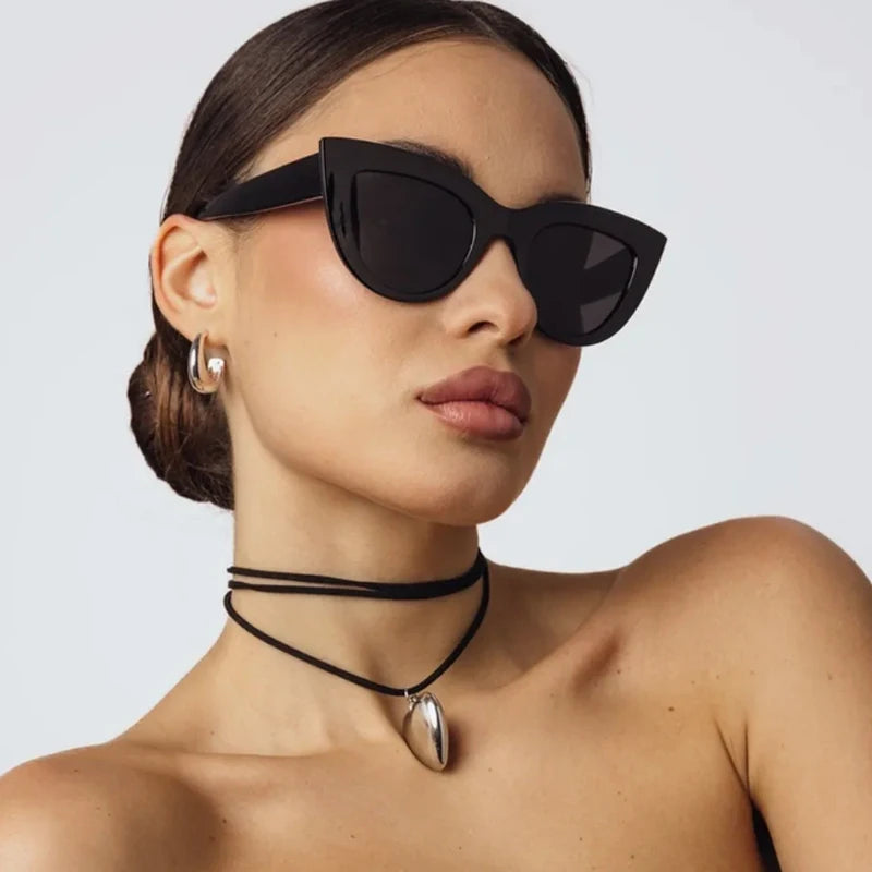 Hiking 2pcs Fashion Cat Eye Anti Light Glasses Woman Vintage Large Frame Gradient Design Glasses for Female UV400 Eyewear