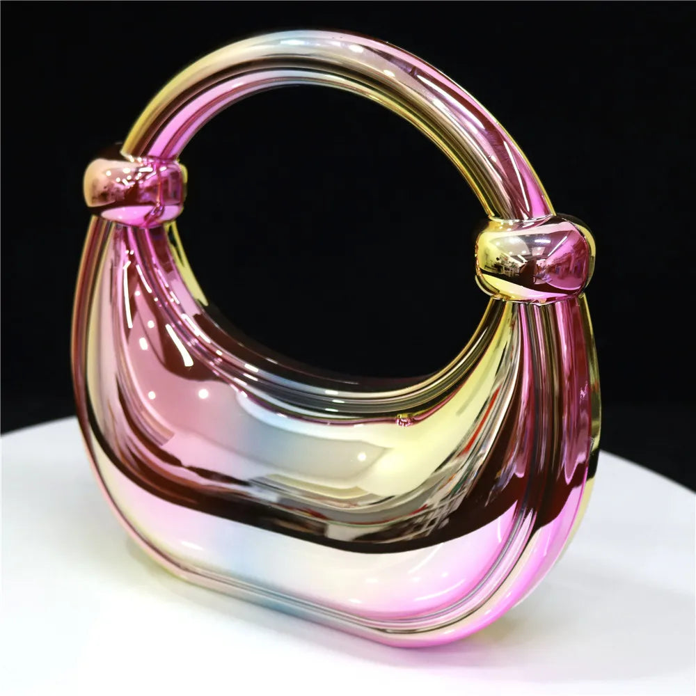 Luxury Designer Evening Clutch Acrylic Women Handbags Fashion Shoulder Bag Half Moon Wedding Purses Party Tote Ladies