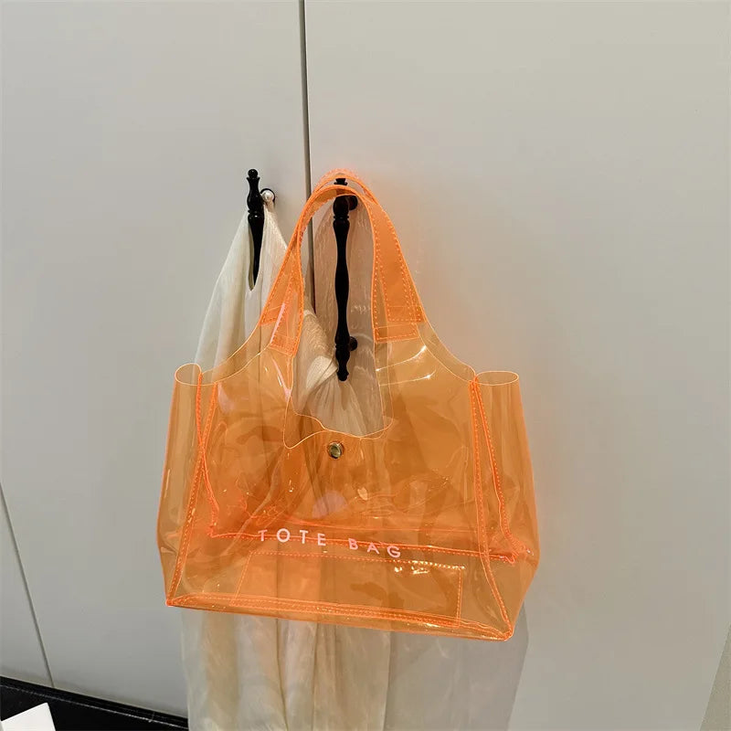 PVC Plastic Transparent Bag Small Tote Bag for Women Jelly Bags Purse and Handbags Mother Kids Bag for Girl Сумка Женская	bolso