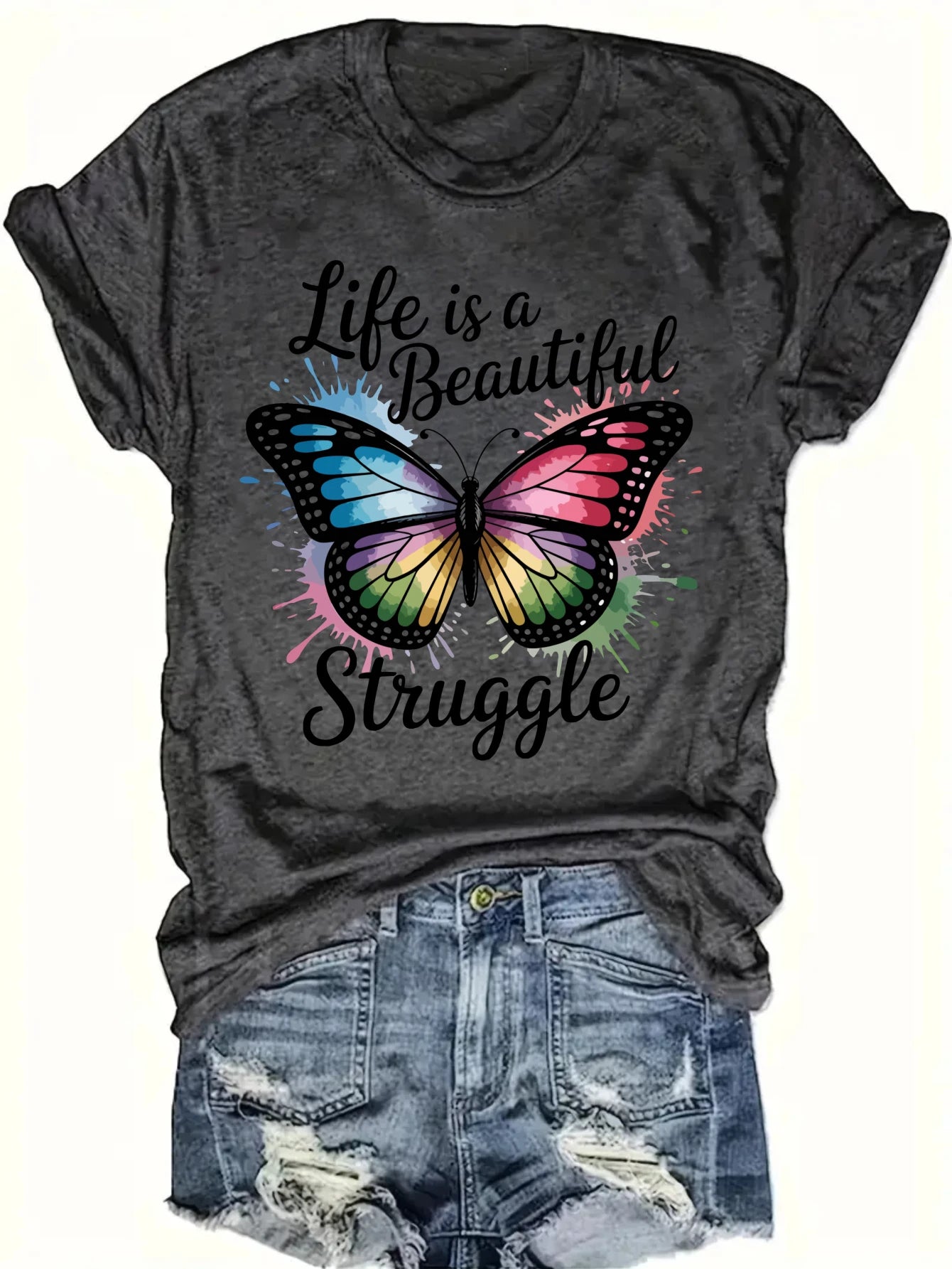 Women's plus size vest Life Is A Beautiful Struggle Suitable for sports and daily wear womens clothes summer casual shirts