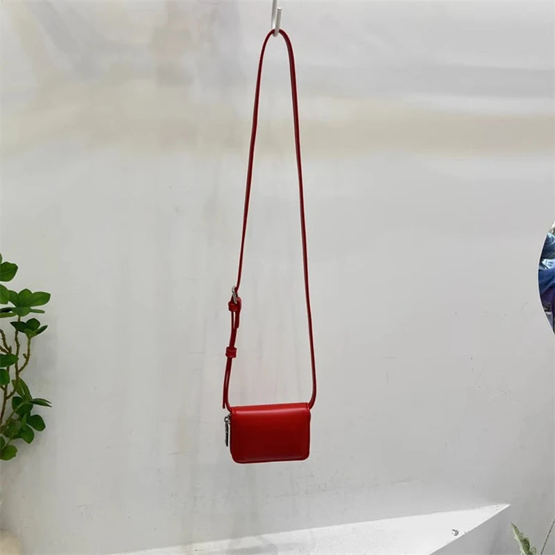Cute Female Card Bag Small Square Bag PU Fashionable Mini Crossbody Bag European American Style High-end Retro Shoulder Bag