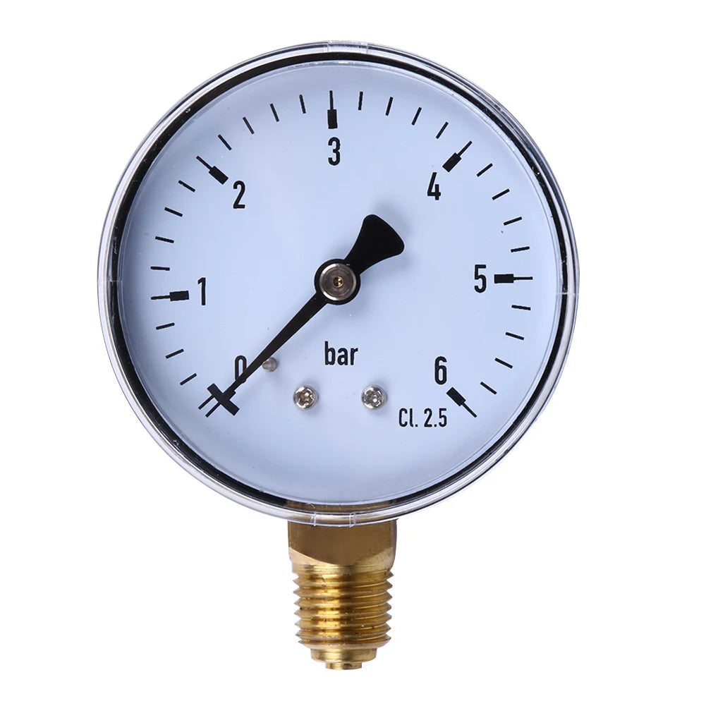 6 Bar Manometer 1/4 NPT Air Compressor High Strength Pressure Gauge 2.3 Face for Air Water Oil Gas Measurement