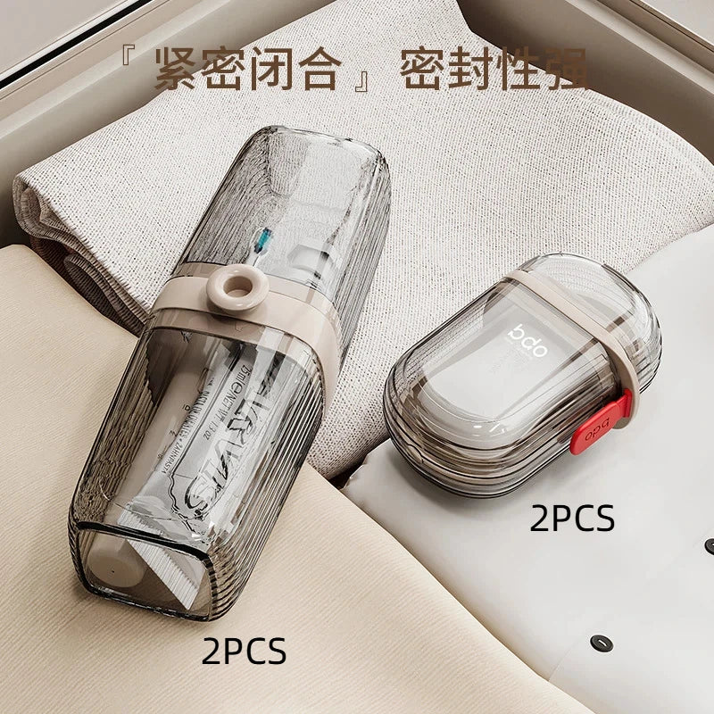 Gray Toothbrush Travel Case Portable Leakproof Travel Soap Container Dish Tray Holder with Cover for Trip Bathroom Camping