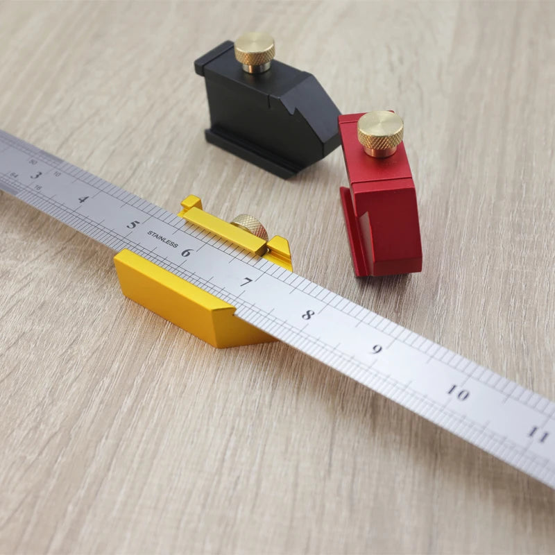Steel Ruler Positioning Block Stop Block Woodworking Line Locator DIY Measuring Tool Fixed Steel Ruler W/ 300mm Carpentry Tools