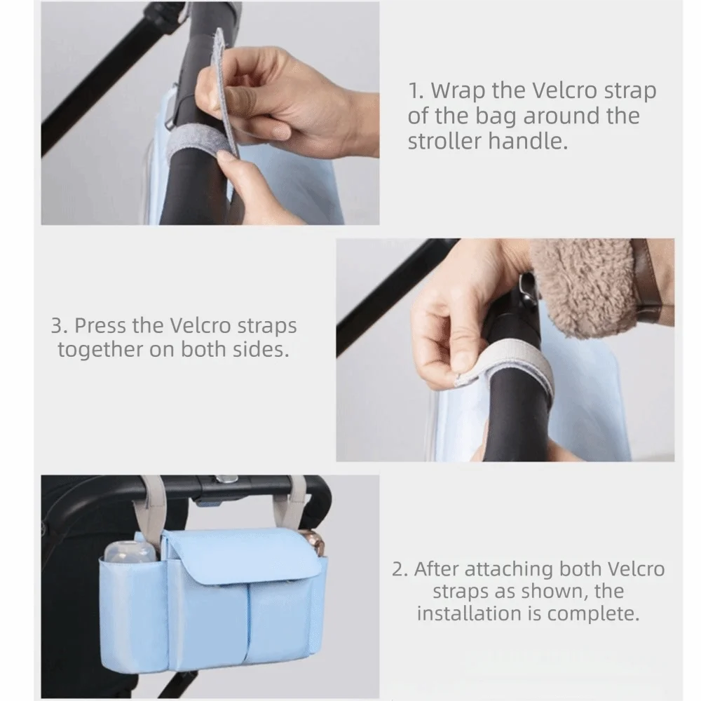 Large Capacity Stroller Storage Bag Multifunctional with Bottle Holder Crossbody Diaper Bags Adjustable Straps Easy To Install